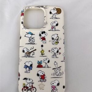 Snoopy Patterned IPhone 15 Pro Max Cream with Snoopy pattern ring magnet